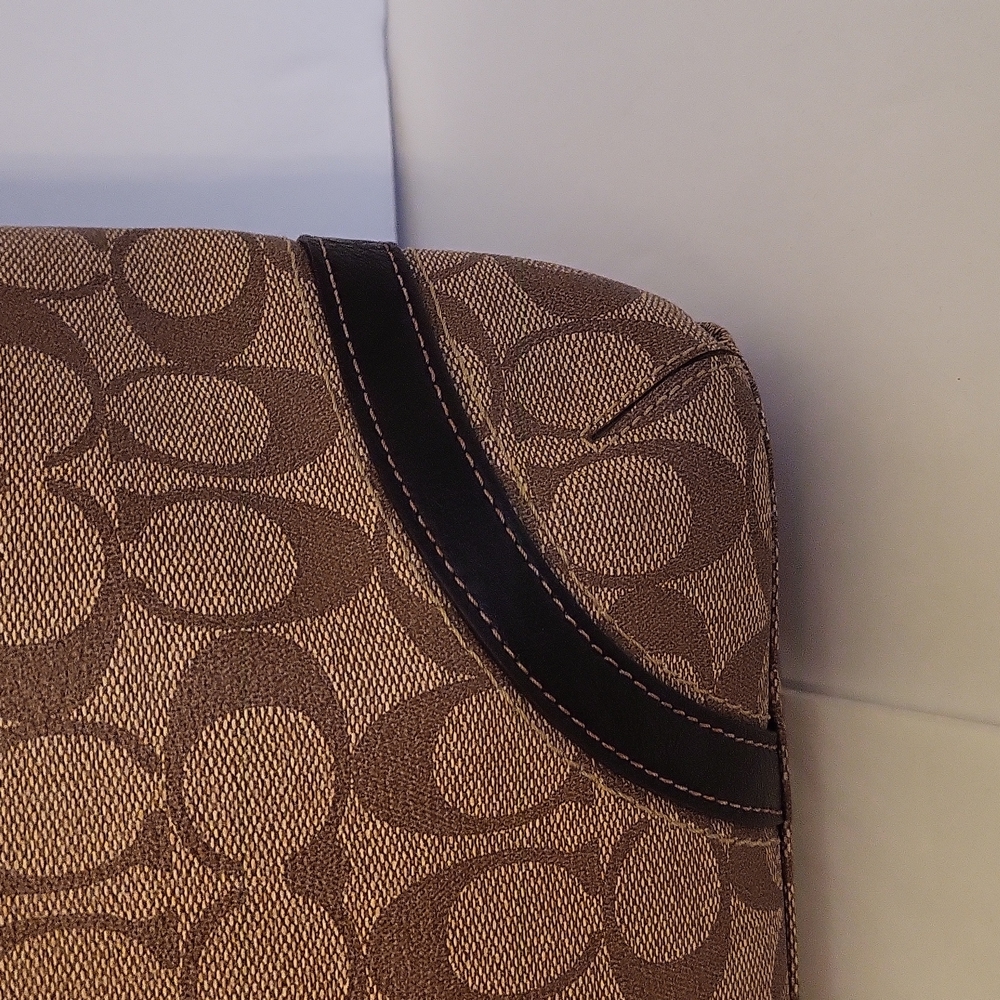 NWOT Coach Signature Logo Small Tote, Tan and Brown, Leather Trim - Picture 9 of 16